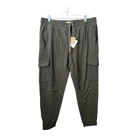 Faherty Cargo Jogger Sweatpants Size XL Green Drawstring Pockets - Picture 3 of 9